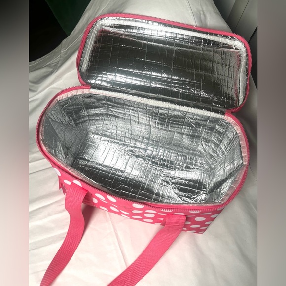 Large Kate Spade Pink and White Polka Dot Cooler Bag - Picture 4 of 6